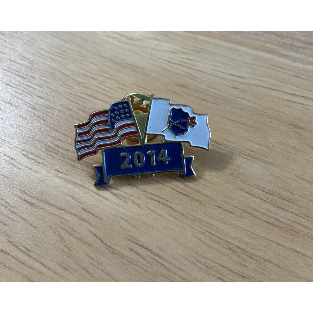 National Law Enforcement Memorial Flag Crossed USA Flag 2014 Lapel Pin